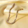 Strand Stainless Steel PVD 18K Gold Plated Tarnish Waterproof Full Crystal Zircon Bracelet For Woman Jewelry Wholesale Trendy