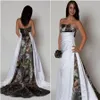 2021 Robes de mariée sans bretelles Camo robe de mariée avec plis taille empire une ligne balayage train Realtree robe de camouflage robes de N2821