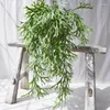 Decorative Flowers 80cm Artificial Wall Hanging 5 Fork Antler Fern Basket Green Fake Plants With Materials Rattan