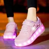 Athletic Outdoor Kids Roller Skate Shoes Led Light Boys Girls Sneakers With 2 Wheels Sport Christmas Födelsedag Barn SHOW Gift 230915