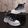 2024 Autumn Men Short Boots Platform Hoogte toenemende kleurrijke canvas herenschoenen ontwerper Round Teen Flat Short Boots Men D88