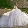 Luxury Wedding Dress Sexy Bling Bling Beaded Lace Appliques Ball Gown Weddig Dresses Custom Made V Neck Long Sleeves Bridal Gowns265h