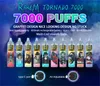 Authentic 7000 puff Randm Tornado 7k disposable e cigarette 14ml Prefilled Cystal vape desechable 1000mah Battery Rechargeable Airflow adjustable 9000 9k 12000