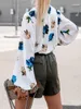 Camicia sexy con scollo a V Camicetta allentata casual alla moda Abiti da donna Manica lunga Office Lady Abiti eleganti Nuovi top Blusas