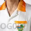 Casablanca 23ss Designer Camisas Branco Laranja Cactus Quadra de Tênis Masculino e Feminino Camisa Havaiana de Manga Curta Casablanc Button Up S232o