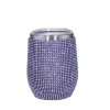 UPS 12 oz Bling Tumbler com Strass Diamante Copo de Vinho Copo Isolado de Aço Inoxidável com Palha Glitter Vácuo Térmico JJ 9.15