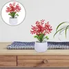 Fiori decorativi Finti piccoli bonsai realistici Ornamenti per vasi finti Bacche Piante in vaso artificiali Plastica