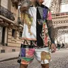 Tute da uomo Oversize Animal Leopard Print T-shirt stampata in 3D Pantaloncini da jogging Set da 2 pezzi di set a maniche corte alla moda e