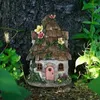 Garden Decorations Fairy House Wood Miniature Window and Door Decoration för trädtäckta Ornament Art Sculpture Kids Teens