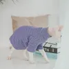 Kattdräkter kläder Sphynx fleece -kappa långa ärmar mjuka strippade undertröja för kattungar hundar Devon rex söt jumpsuit vår och au