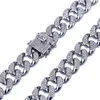 Micro-inserti in rame Diamante bianco MIAMI CUBAN LINK Bracciali Uomo Hip Hop Bling Catene ghiacciate con portagioie296v