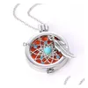 Pendant Necklaces High Quality Aromatherapy Opening Floating Lockets Necklace Diamond-Encrusted Essential Oil Diffuser For Women Drop Dh9Ln