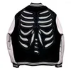 Kurtki męskie 2023 American Baseball Jacket Men Men Areetwear Hip Hop Skeleton Bones Patch Varsity Gothic Patchwork Punk College Coats