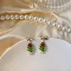 Stud Earrings Women's Elegant Bow 2023 Korean Fashion Creative Crystal Christmas Tree Ear Decoration Lady Trendy Jewelry