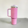 Nouvelle tendance Tasse à café de voyage isolée sous vide mélange de couleurs macaron mat brillant gobelet de 40 oz pour sublimation tasse en acier inoxydable à double paroi avec poignée et paille