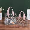 Gift Wrap 10pcs Daisy Transparent PVC Bag Handbag For Wedding Birthday Anniversary Favors Clear Tote Packaging Storage Party Supplies