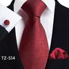 Cravatta da uomo in seta Hi-Tie Set floreale Cravatte e fazzoletti in oro giallo Set di gemelli Set da uomo per festa di nozze Cravatta alla moda C-3053 Y1229