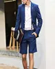 Abiti da uomo Blu Summer Beach Uomo semplice con giacca a pantalone corto Set Slim Fitte Custom Made Wedding Tuxedo 2 pezzi Giacca casual
