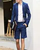 Mäns kostymer Blue Summer Beach Simple Men with Short Pant Jacket Set Slim Fitte Custom Made Wedding Tuxedo 2 -stycken Casual Blazer