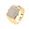 CZ Rings For Mens Geometric Hip Hop Gold Silver Plated Jewelry Iced Out Full Diamond Bling Bling Ring Hip Hop Jewelry252q