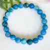 MG1516-3 Strand A Grade Blue Agate Gemstone Bracelet Healing Crystals Mala Bracelets Womens Negative Energy Protection Jewelry2520