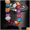 Perlen Colorf Naturstein Armbänder für Frauen Männer Heilung Regenbogen Perlen Yoga Elastizität Armreif Mode Handgemachte Schmuck Geschenk Drop De Dhwub