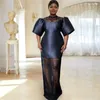 Etnik Kıyafet Siyah Dantel Göreve-Görüş Akşam Maksi Elbise Cobe Dashiki Afrika Elbiseleri Kadınlar Gelir Yaz Zil Kollu Kokteyl