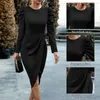 Casual Dresses Slim Fit Women Dress Stylish Women's Party Prom Elegant Asymmetric Hem High Waist For Spring Fall Events Round