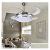 Ceiling Fans 31 8/9 Modern Chrome Round Shaped Led Fan Lights With Foldable Invisible Blades 100-240V Light Drop Delivery Lighting Ind Dhled