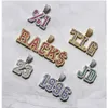 14K Custom Name Letters Pendant Necklace Blue/Pink/Red/Yellow Color Cubic Zirconia Stones Gold Sier Men Women Hiphop Jewelry Drop Delivery