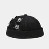 Wide Brim Hats Bucket Hole Denim Adjustable Brimless Melon Cap Hip Hop No Visor Spring Summer Fashion Beanie Personality Men'S Hat 230915