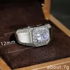 Luxury 925 Sterling Silver Men Crystal Zircon Stone Wedding Ring Brilliant Noble Engagement Engage Party Rings with Stamp207y