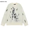 Męskie swetry Harajuku Dalmatian Sweater Streetwear Hip Hop Knitted Pies Pies Puszysty rozmyty skoczek Y2K moda luźna pulovers Beige Blue 230914