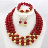 Halskette Ohrringe Set Mode Korallen Perlen Schmuck Nigerian Hochzeit Afrikanische Braut Hohe Qualität