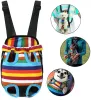 Moda Pet Dog Carrier Mochila Rainbow Lattice Camuflaje Productos de viaje al aire libre Bolsas con asas de hombro transpirables para perros pequeños Gatos ZZ