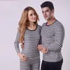 Women's Sleepwear 2023 Autumn Winter Couples Matching Cotton Long Johns Female Warm T Shirt Leggings Women Men Casual Striped Thermal