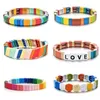 Bohemian Friendship Braided Enami Bracelets 2020 Boho miłosny list Summer Rainbow Biżuter