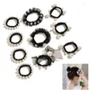 Hair Clips C9GF 10Pcs Rings Rope Black Bows Seamless Soft High Elastic Band Pearl Heads For Girls Children Toddlers