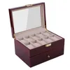 20 rutnät Röda svarta träklockor Box Case Watch Holder Collection Lagringsarrangör Snabbt och säkert fartyg från US208U