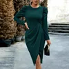 Casual Dresses Slim Fit Women Dress Stylish Women's Party Prom Elegant Asymmetric Hem High midj för våren Fall Events Long