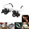 New Eyewear Magnifying Glass Magnifier Watch Repair Dual Eye Jewelry Loupe Lens with LED Lighting watch repair tools#38269Q