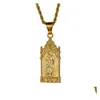 Colares Pingente A Virgem Maria Madonna Colar de Aço Inoxidável Mens Antique Sier Gold Punk Mãe de Cristo Católico Guadalupe Pen Dhgdv