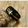 Cluster Rings Stainless Steel Removable Egyptian Ancient Egypt Ankh Band Ring Jewel Shining Mens Relin Black Gold Crossed Jewellery 8M Dh5Rv