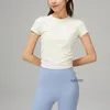 Lu Damen-Yoga-T-Shirt, schnell trocknend, Fitness-Faden, kurzärmelig, Tank-Top, Laufen, Fitness, Laufen, Joggen