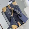 Women box väska hård bagagebox BAG Blue denim färgglada handväska kvinnor mode tote väska designer väska topphandtag kosmetisk fodral super topp spegel kvalitet lyx crossbody väska