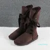 2023 New Fashion Genuine Cowhide 가죽 스노우 부츠 클래식 여성 하이 부츠 여성을위한 따뜻한 겨울 신발 큰 크기 35-43