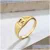 Cluster Rings 316 Stainless Steel Ladys Number 13 Ring Women Girls 18K Gold Sier Fashion Figure Character Small Size Numeral Jewelry F Dh2Aw