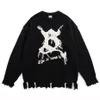 Men's Sweaters Tassel Letter Star Pullover Sweater Distressed Ripped Y2K Streetwear Sweater Knitted Jumper Harajuku Oversized Hip Hop Sweater 230914