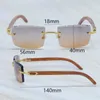 Y2K Diamond Cut Solglasögon trä lyxig designer Carter Rimless Sun Glasses Fashion Vintage Stylish Eyewear Driving Shades Out Door Decoration Gold Frame