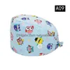 Beanie/Skull Caps Print Scrub Cotton Nurse Hat Floral Bouffant Sanitary Cap With Sweatband Cartoon Printing Nursing Confortable Colorf Dhwms